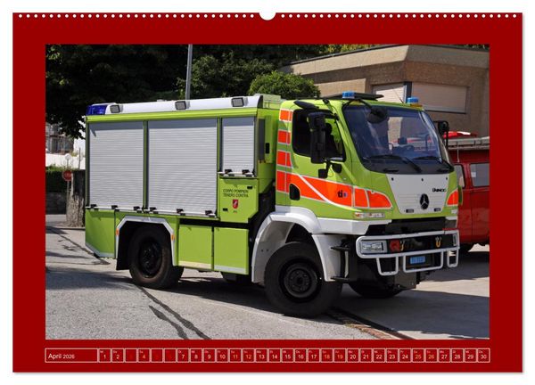 Produktbild: Unimog bei der Feuerwehr (hochwertiger Premium Wandkalender 2026 DIN A2 quer), Kunstdruck in Hochglanz