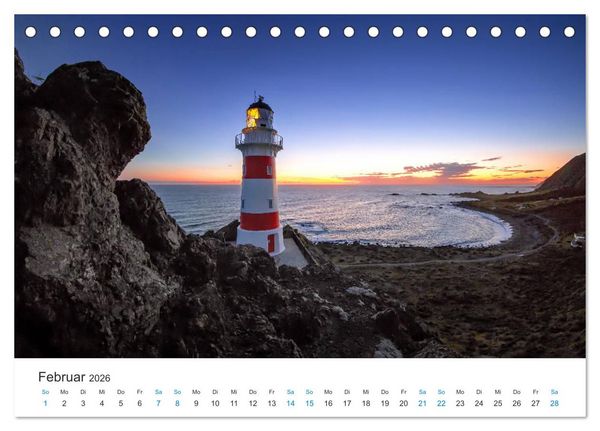 Produktbild: Neuseelands Leuchtt&uuml;rme (Tischkalender 2026 DIN A5 quer), CALVENDO Monatskalender