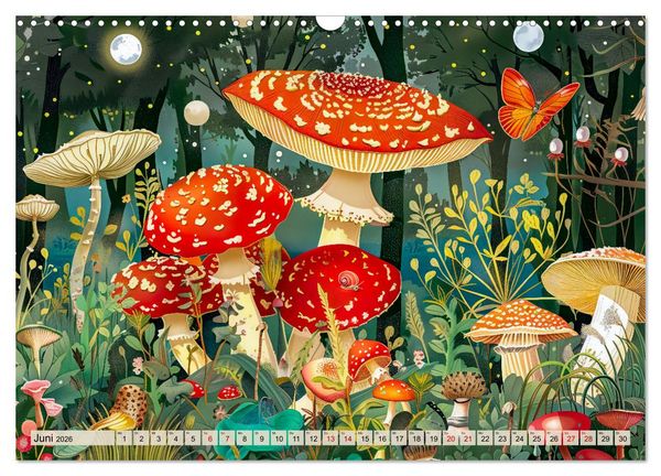 Produktbild: Zauberwelt der Pilze - Fantasievolle Pilze im verwunschenen Wald (Wandkalender 2026 DIN A3 quer), CALVENDO Monatskalender