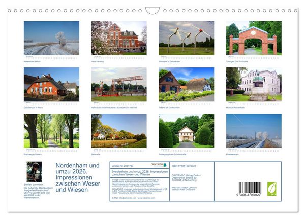 Produktbild: Nordenham und umzu 2026. Impressionen zwischen Weser und Wiesen (Wandkalender 2026 DIN A3 quer), CALVENDO Monatskalender