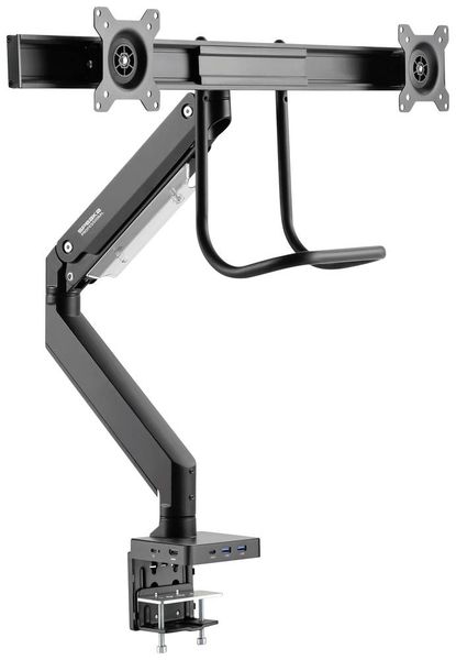 Produktbild: SpeaKa Professional Monitor-Tischhalterung SP-MM-820 2 Display(s) 43,2 cm (17") - 81,3 cm (32") Matt Schwarz Schwenkbar, Neigbar