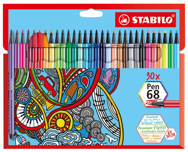 Produktbild: STABILO Premium-Filzstift -   Pen 68 - 30er Pack - mit 30 verschiedenen Farben