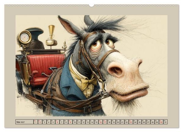 Produktbild: Wundersame Pferde. Karikaturen zwischen Humor, Melancholie und Fantasie (hochwertiger Premium Wandkalender 2027 DIN A2 quer), Kunstdruck in Hochglanz