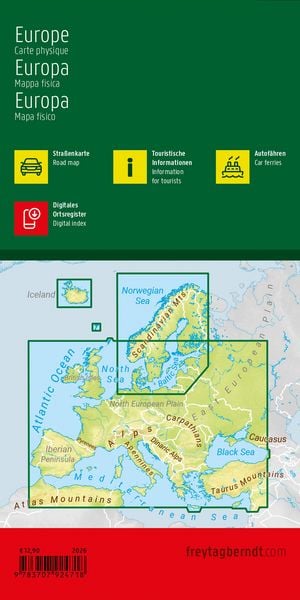 Produktbild: Freytag & berndt Stra&szlig;enkarte Europa physisch 1:3,5 Mio.
