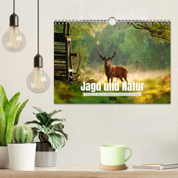 Produktbild: Jagd und Natur - Kalender f&uuml;r J&auml;ger mit Wildtieren Deutschlands im Jahreslauf (Wandkalender 2026 DIN A4 quer), CALVENDO Monatskalender