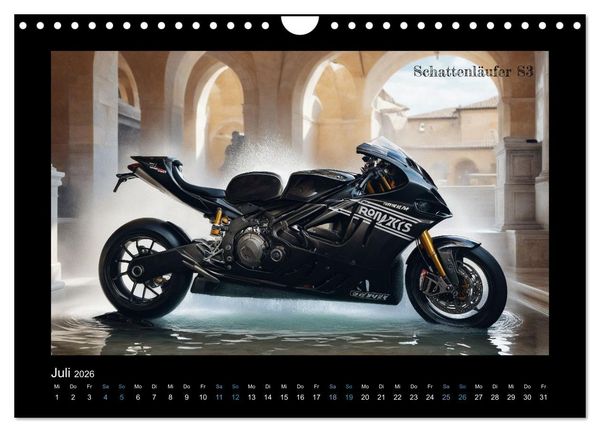 Produktbild: Verr&uuml;ckte 2-Rad Fantasien einer KI (Wandkalender 2026 DIN A4 quer), CALVENDO Monatskalender