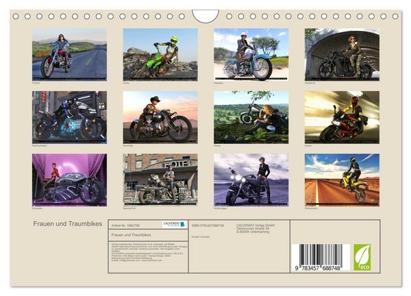 Produktbild: Frauen und Traumbikes (Wandkalender 2026 DIN A4 quer), CALVENDO Monatskalender