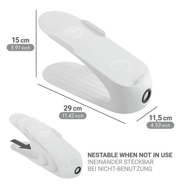 Produktbild: Schuhhalter Wei&szlig; 8er Set, platzsparend &uuml;bereinander stapelbar