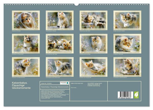 Produktbild: Katzenbabys. Flauschige Gl&uuml;cksmomente (hochwertiger Premium Wandkalender 2027 DIN A2 quer), Kunstdruck in Hochglanz