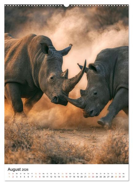 Produktbild: Nashorn - Stark. Stur. Schnell. (Wandkalender 2026 DIN A2 hoch), CALVENDO Monatskalender