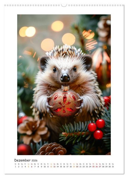 Produktbild: Lustige kleine Igel (hochwertiger Premium Wandkalender 2026 DIN A2 hoch), Kunstdruck in Hochglanz