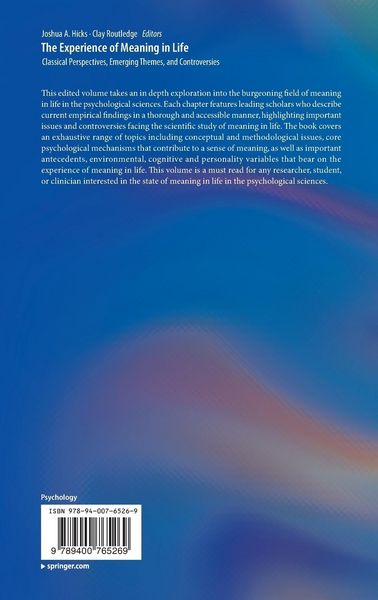 Produktbild: The Experience of Meaning in Life