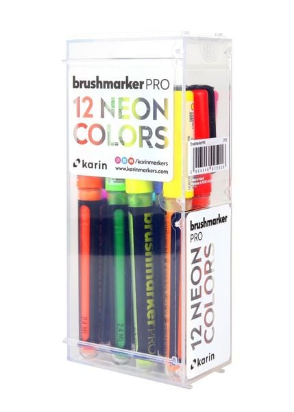 Produktbild: KARIN Marker Brushmarker PRO Neon Colours, 12er Set mit je 2,4 ml