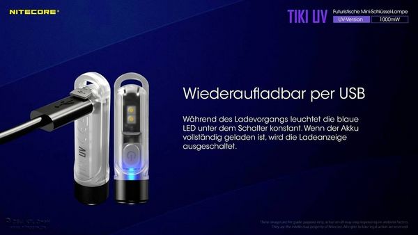 Produktbild: NiteCore TIKI UV NC-TIKIUV LED, UV-LED Taschenlampe akkubetrieben 70lm 12g