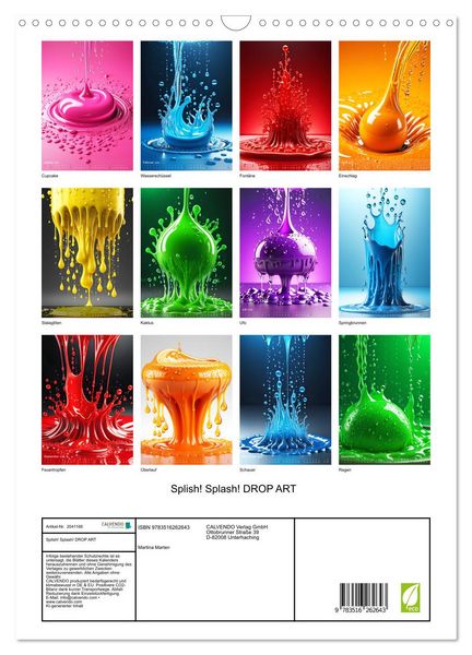 Produktbild: Splish! Splash! DROP ART (Wandkalender 2026 DIN A3 hoch), CALVENDO Monatskalender