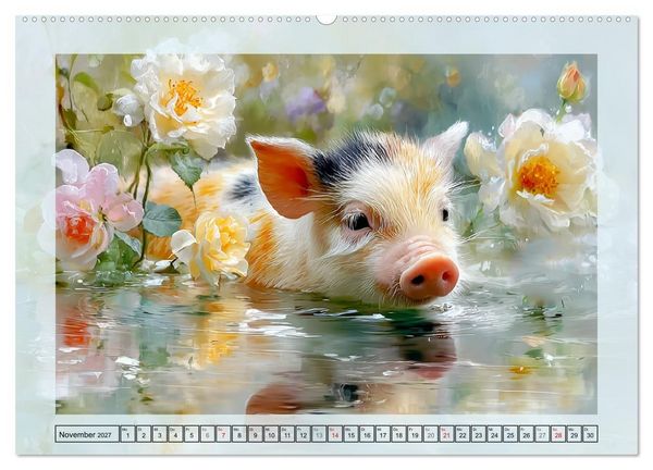 Produktbild: Mini-Schweinchen. Herzensbrecher im Garten (hochwertiger Premium Wandkalender 2027 DIN A2 quer), Kunstdruck in Hochglanz