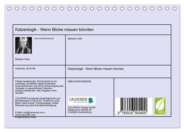 Produktbild: Katzenlogik - Wenn Blicke miauen k&ouml;nnten (Tischkalender 2026 DIN A5 quer), CALVENDO Monatskalender