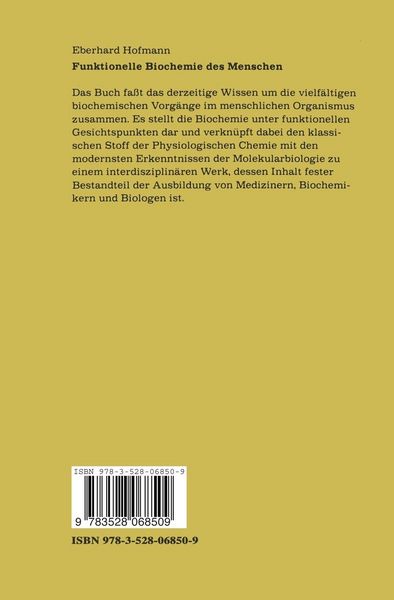 Produktbild: Funktionelle Biochemie des Menschen