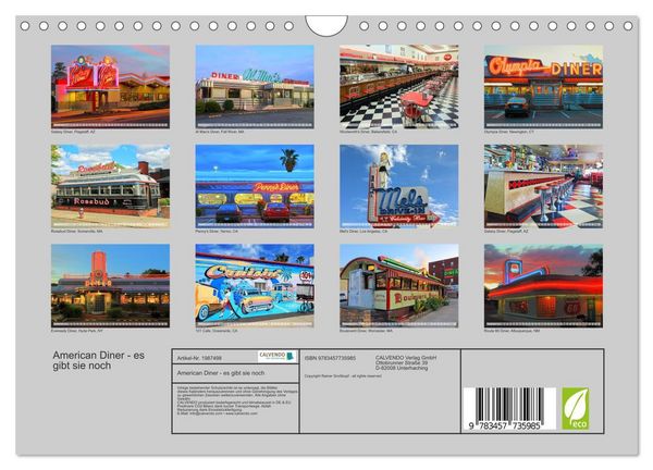 Produktbild: American Diner - es gibt sie noch (Wandkalender 2026 DIN A4 quer), CALVENDO Monatskalender