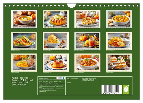 Produktbild: K&uuml;rbis-Freestyle-Kochen. Zutaten und Ideen. Mach dein Gericht daraus! (Wandkalender 2026 DIN A4 quer), CALVENDO Monatskalender