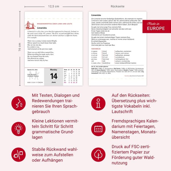 Produktbild: Englisch Sprachkalender 2027 - Englisch lernen leicht gemacht - Tagesabrei&szlig;kalender