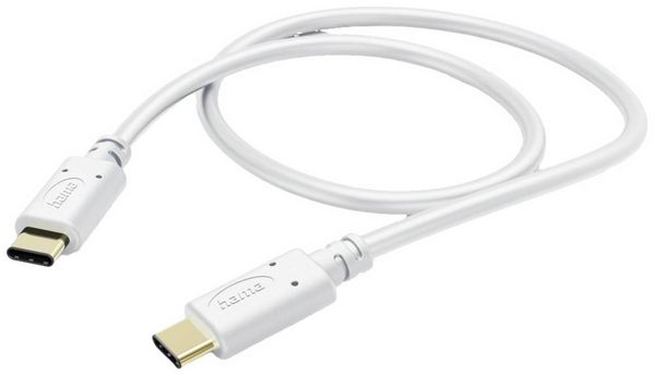 Produktbild: Hama USB-Ladekabel USB 2.0 USB-C&reg; Stecker, USB-C&reg; Stecker 1.50 m Wei&szlig; 00201592