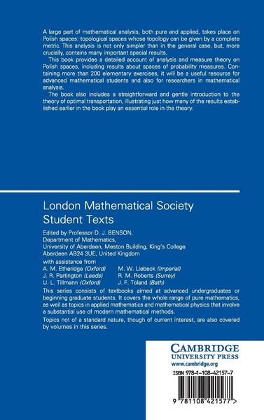 Produktbild: Analysis on Polish Spaces and an Introduction to Optimal Transportation