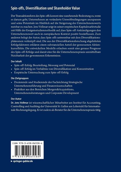 Produktbild: Spin-offs, Diversifikation und Shareholder Value