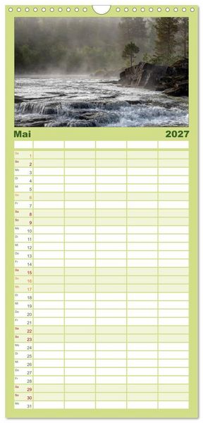 Produktbild: Familienplaner 2027 - Norwegische Landschaften mit 5 Spalten (Wandkalender, 21 x 45 cm) CALVENDO
