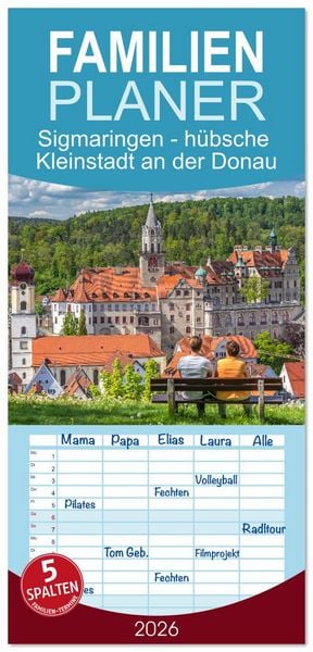 Produktbild: Familienplaner 2026 - Sigmaringen - h&uuml;bsche Kleinstadt an der Donau mit 5 Spalten (Wandkalender, 21 x 45 cm) CALVENDO