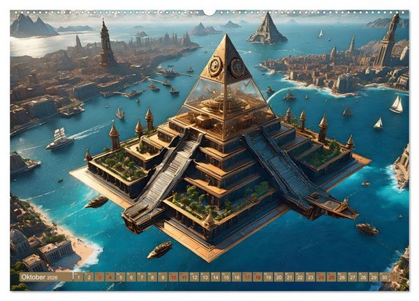 Produktbild: Steampunk Pyramidenwelt (hochwertiger Premium Wandkalender 2026 DIN A2 quer), Kunstdruck in Hochglanz
