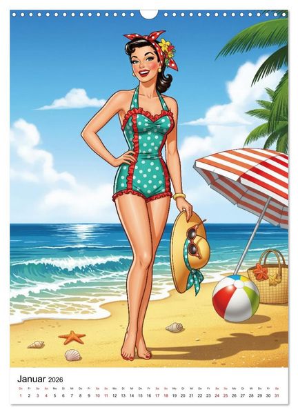 Produktbild: Charme & Kurven: Die Pin-ups der Golden 50s (Wandkalender 2026 DIN A3 hoch), CALVENDO Monatskalender