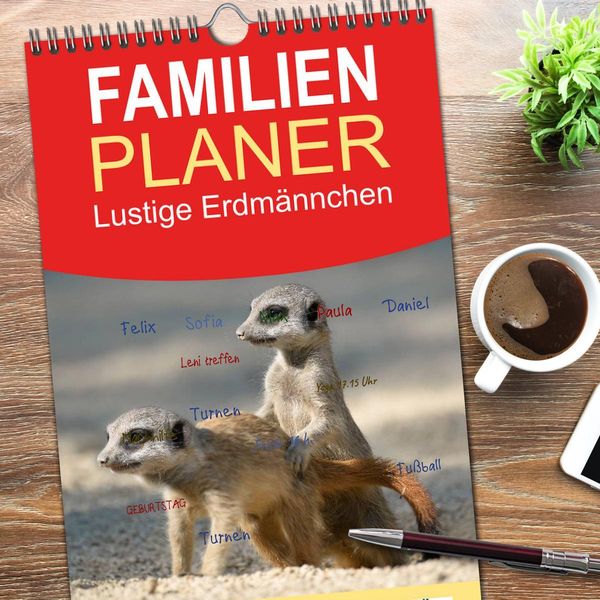 Produktbild: Familienplaner 2026 - Lustige Erdm&auml;nnchen mit 5 Spalten (Wandkalender, 21 x 45 cm) CALVENDO