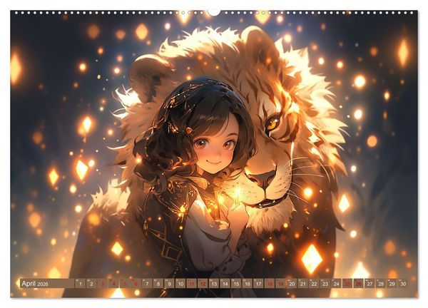 Produktbild: Manga Tierliebe (hochwertiger Premium Wandkalender 2026 DIN A2 quer), Kunstdruck in Hochglanz