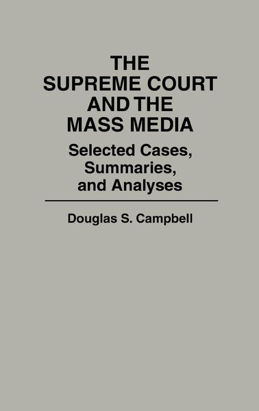 Produktbild: The Supreme Court and the Mass Media