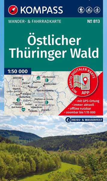 KOMPASS Wanderkarte 813 Östlicher Thüringer Wald 1:50.000, Sonstige von , Kompass-Karten, 978-3-99154-559-0