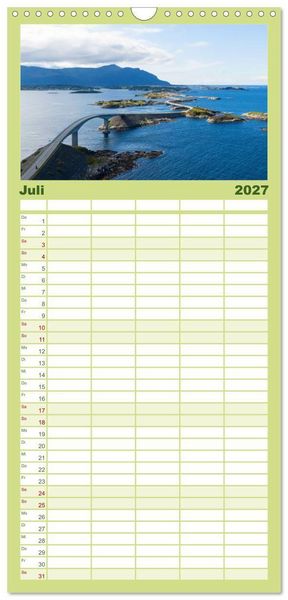 Produktbild: Familienplaner 2027 - Norwegen - Das wundersch&ouml;ne Land im Norden. mit 5 Spalten (Wandkalender, 21 x 45 cm) CALVENDO