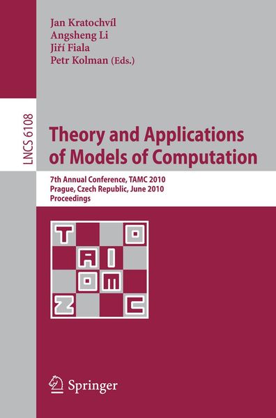 Produktbild: Theory and Applications of Models of Computation