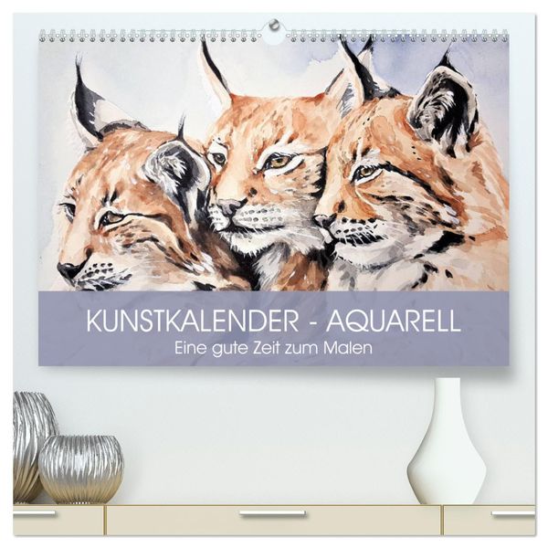 Kunstkalender - Aquarell. Eine gute Zeit zum Malen (hochwertiger Premium Wandkalender 2025 DIN A2 quer), Kunstdruck in H