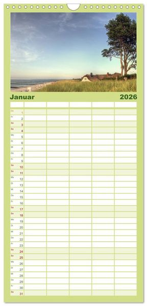 Produktbild: Familienplaner 2026 - Fischland Dar&szlig; Zingst &ndash; Die Halbinsel an der Ostsee mit 5 Spalten (Wandkalender, 21 x 45 cm) CALVENDO