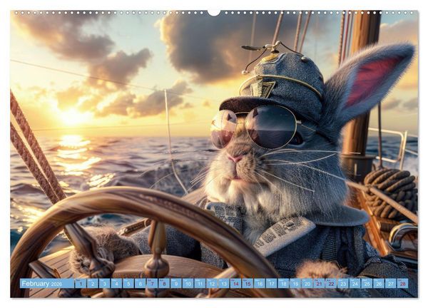 Produktbild: Funny animals as a captain on a boat (High Quality Premium Wall Calendar 2026 DIN A2 landscape),CALVENDO 12 Month Wall Calendar