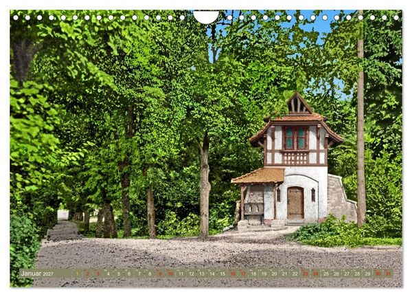 Produktbild: Aschersleben um 1900 &ndash; Auf der alten Burg - Kolorierte Schwarzwei&szlig;fotos (Wandkalender 2027 DIN A4 quer), CALVENDO Monatskalender