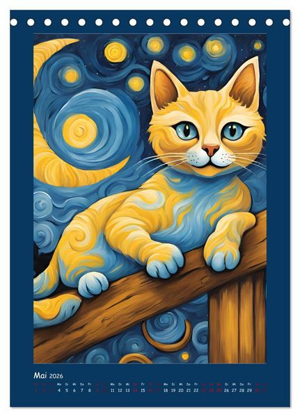 Produktbild: Katzen im Farbenspiel (Tischkalender 2026 DIN A5 hoch), CALVENDO Monatskalender
