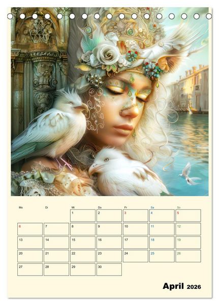 Produktbild: Surreale Frauenportraits im venezianischen Stil - Planer (Tischkalender 2026 DIN A5 hoch), CALVENDO Monatskalender