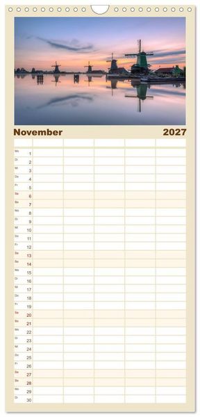 Produktbild: Familienplaner 2027 - Wundersch&ouml;ne Niederlande mit 5 Spalten (Wandkalender, 21 x 45 cm) CALVENDO
