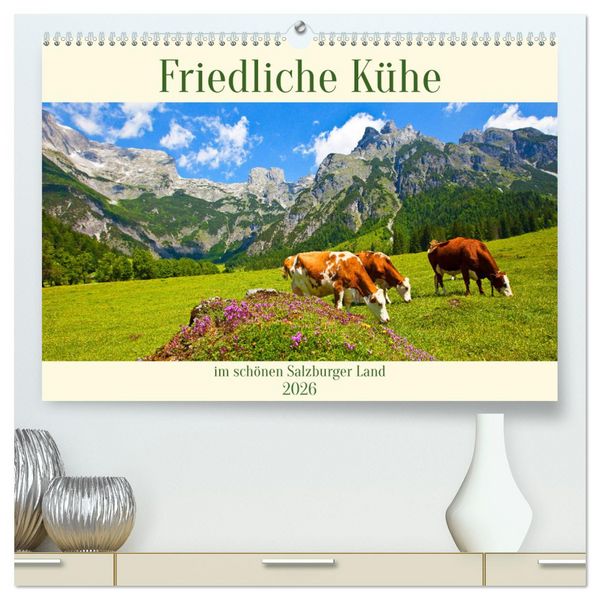 Produktbild: Friedliche K&uuml;he (hochwertiger Premium Wandkalender 2026 DIN A2 quer), Kunstdruck in Hochglanz