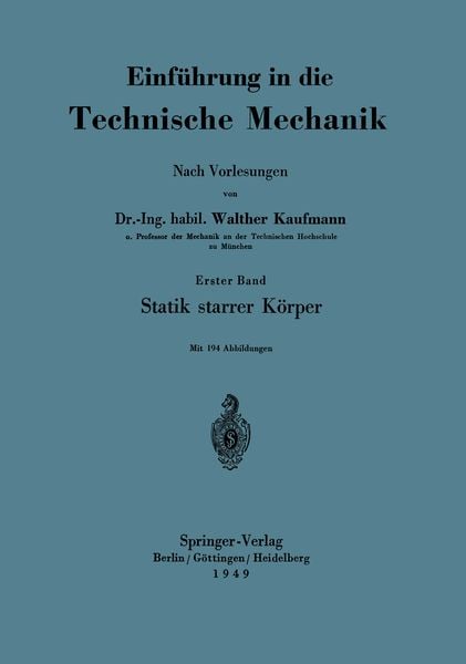 Produktbild: Einf&uuml;hrung in die Technische Mechanik Nach Vorlesungen