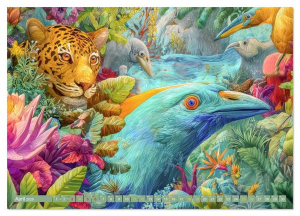 Produktbild: Tierische Dschungelkreaturen - Der Fantasie entsprungen (Wandkalender 2026 DIN A3 quer), CALVENDO Monatskalender