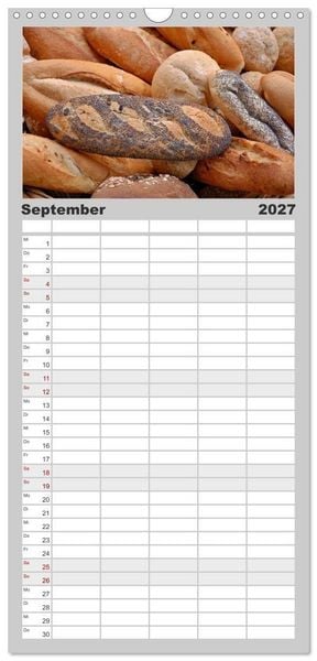 Produktbild: Familienplaner 2027 - Mein Brotkalender mit 5 Spalten (Wandkalender, 21 x 45 cm) CALVENDO