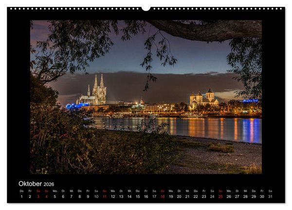 Produktbild: K&ouml;ln &ndash; Nachts 2026 (hochwertiger Premium Wandkalender 2026 DIN A2 quer), Kunstdruck in Hochglanz